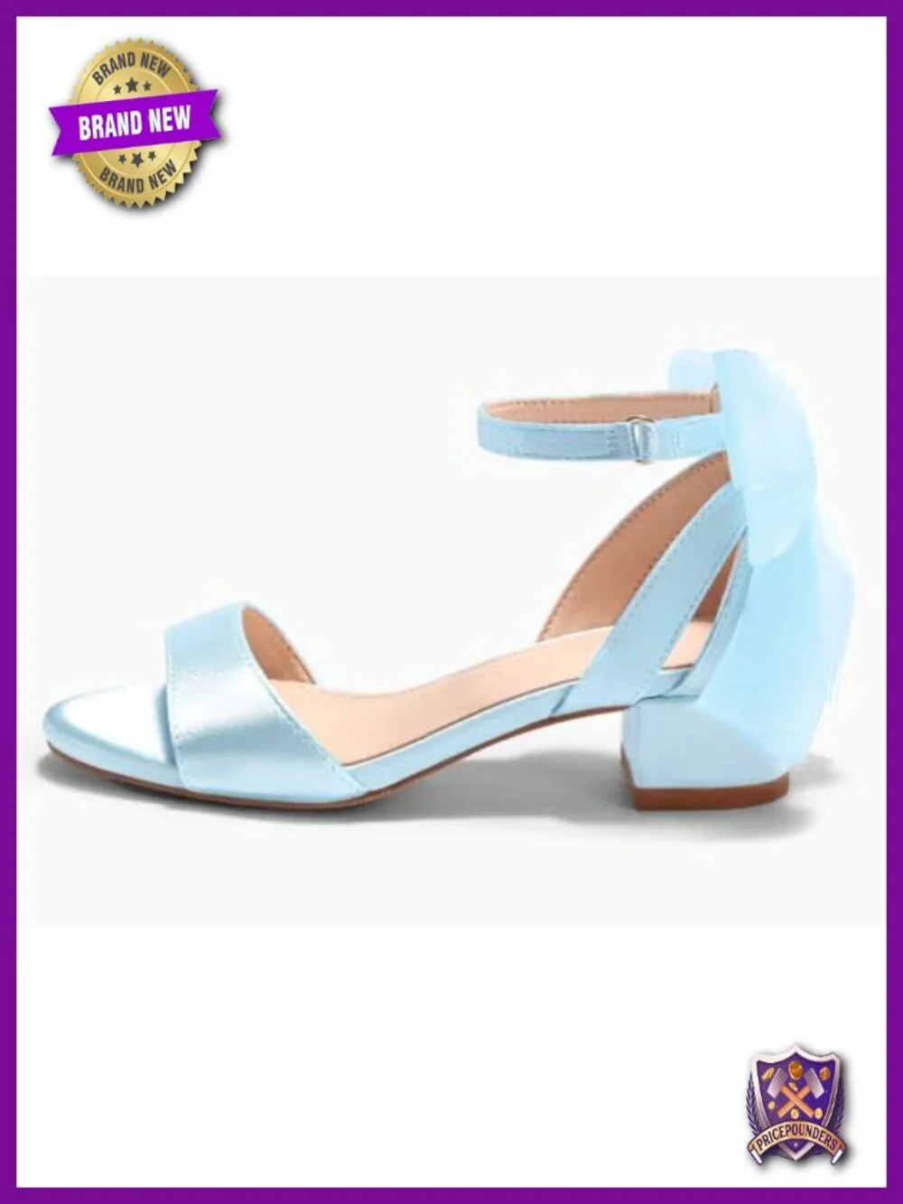 Girls Dress Sandals Chunky Low Heels Bow Ankle Strap Flower Girl Wedding Party